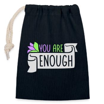 You Are Enough Self Love Motivational Quote - Closable cotton gift bag (14x20cm) - navy - Front