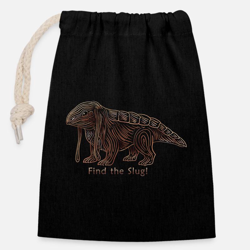 Satisfactory - "Find the Slug!" - Closable cotton gift bag (14x20cm) - black