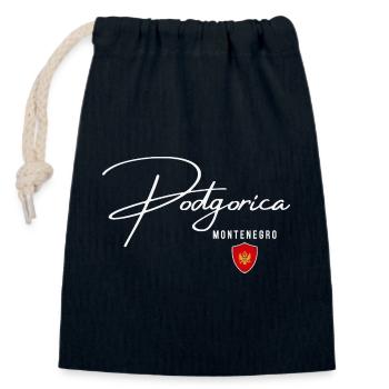 Elegantes Design von Podgorica, amo Podgorica - Verschließbarer Geschenkbeutel aus Baumwolle (14x20cm) - Navy - Vorne