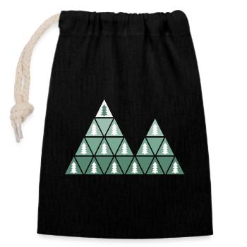 Sapins et montagnes - Sac cadeau en coton avec cordon (14 x 20 cm) - noir - Devant