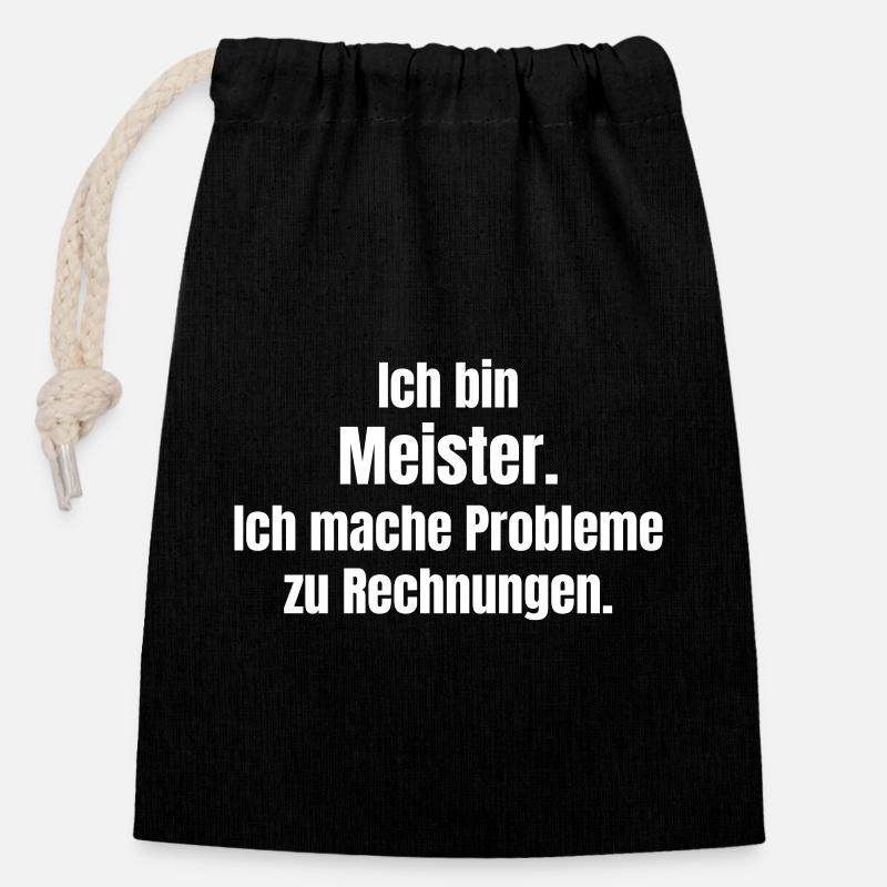 Meister der Probleme zu Rechnungen - Verschließbarer Geschenkbeutel aus Baumwolle (14x20cm) - Schwarz