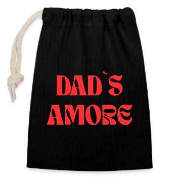 L’amour de papa – Déclaration italienne pour papa - Sac cadeau en coton avec cordon (14 x 20 cm) - noir - Devant