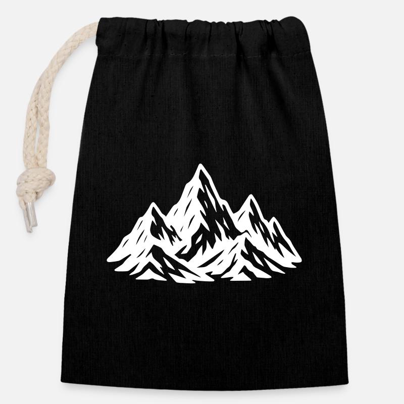Berge Symbol Mountains - Verschließbarer Geschenkbeutel aus Baumwolle (14x20cm) - Schwarz