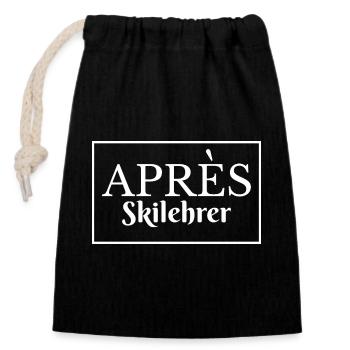 Après Ski Moniteur Humour Party - Sac cadeau en coton avec cordon (14 x 20 cm) - noir - Devant