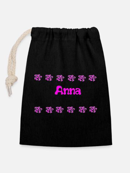 Anna Floral Bubble - Verschließbarer Geschenkbeutel aus Baumwolle (14x20cm) - Schwarz