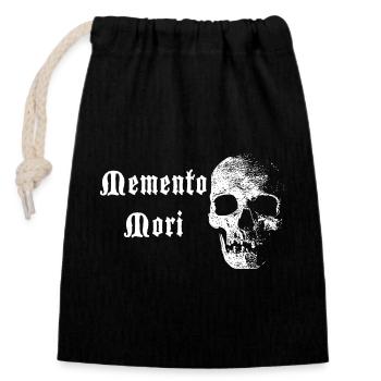 Memento Mori Skull – White Contrast - Closable cotton gift bag (14x20cm) - black - Front