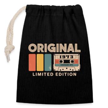 Original 1973 Birthday 1973 Gift 1973 Retro - Closable cotton gift bag (14x20cm) - black - Front