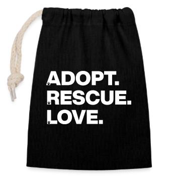 ADOPT SAVE LOVE ANIMAL LOVE PET ADOPTION w - Closable cotton gift bag (14x20cm) - black - Front