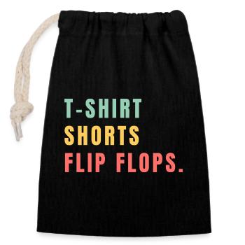 T-shirt Dhorts Flip Flops - Closable cotton gift bag (14x20cm) - black - Front