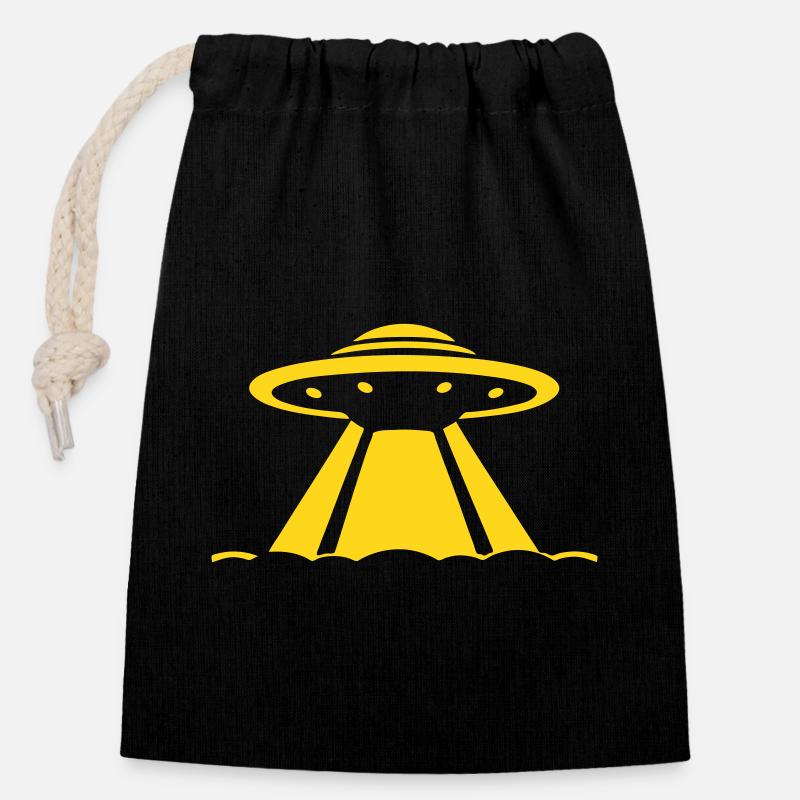 UFO - Verschließbarer Geschenkbeutel aus Baumwolle (14x20cm) - Schwarz