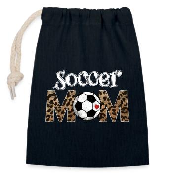 Women's Leopard Soccer MOM Shirt - Closable cotton gift bag (14x20cm) - navy - Front
