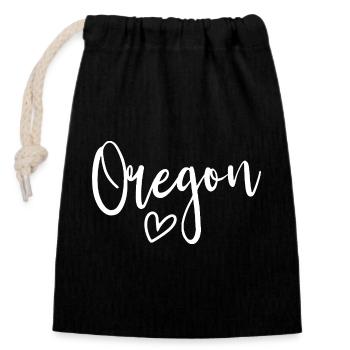 Oregon Heart Women's Love Oregon - Verschließbarer Geschenkbeutel aus Baumwolle (14x20cm) - Schwarz - Vorne