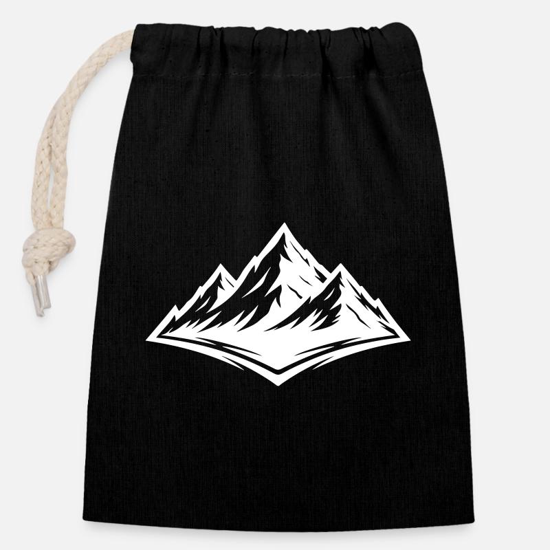Berge Symbol Alpen - Verschließbarer Geschenkbeutel aus Baumwolle (14x20cm) - Schwarz