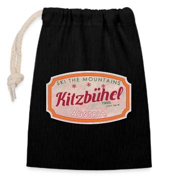Alpine Vintage Label Kitzbühel Austria - Sac cadeau en coton avec cordon (14 x 20 cm) - noir - Devant