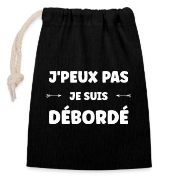 Overwhelmed but funny - Closable cotton gift bag (14x20cm) - black - Front