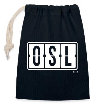 OSL d’Oslo, sweat à capuche souvenir de la ville, tasse, bonnet - Sac cadeau en coton avec cordon (14 x 20 cm) - bleu marine - Devant