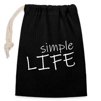 SIMPLE LIFE - Closable cotton gift bag (14x20cm) - black - Front