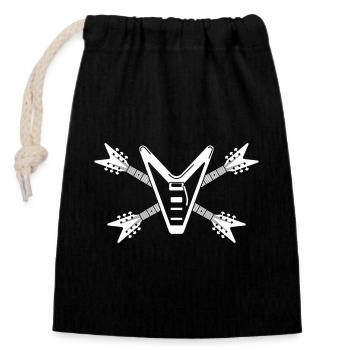 Guitar Skull and Crossbones - Closable cotton gift bag (14x20cm) - black - Front