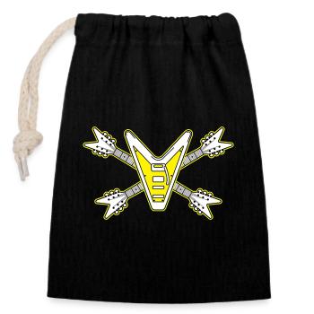 Guitar Skull and Crossbones - Closable cotton gift bag (14x20cm) - black - Front