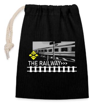 THE RAILWAY - Closable cotton gift bag (14x20cm) - black - Front