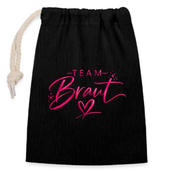 Team Braut Pink Herz Logo - Verschließbarer Geschenkbeutel aus Baumwolle (14x20cm) - Schwarz - Vorne