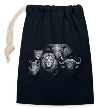"Big Five" - Closable cotton gift bag (14x20cm) - navy - Front