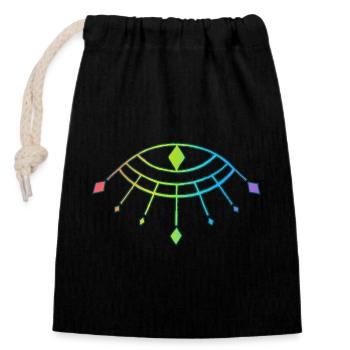 Symbole du dieu Horus - Sac cadeau en coton avec cordon (14 x 20 cm) - noir - Devant
