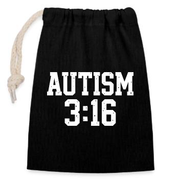 Autism Acceptance Typography - Closable cotton gift bag (14x20cm) - black - Front