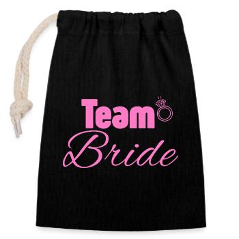Équipe Mariée : Logo de la bague rose - Sac cadeau en coton avec cordon (14 x 20 cm) - noir - Devant