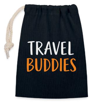 Travel Buddies  - Verschließbarer Geschenkbeutel aus Baumwolle (14x20cm) - Navy - Vorne