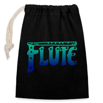 Gradient Flute Typography Music Lover - Closable cotton gift bag (14x20cm) - black - Front