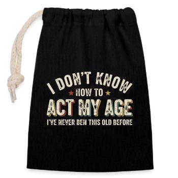Humor Birthday Youth Eternal Retro - Closable cotton gift bag (14x20cm) - black - Front