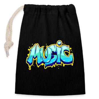 Musique - Sac cadeau en coton avec cordon (14 x 20 cm) - noir - Devant