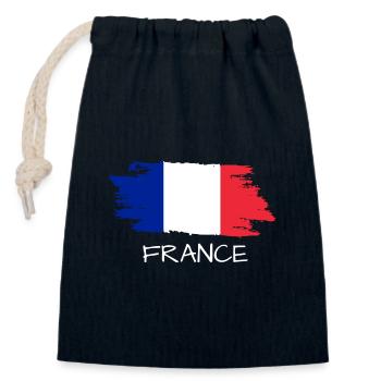 Drapeau français - Sac cadeau en coton avec cordon (14 x 20 cm) - bleu marine - Devant