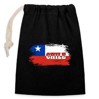 Chile Flagge / Geschenk Nationalflagge - Verschließbarer Geschenkbeutel aus Baumwolle (14x20cm) - Schwarz - Vorne