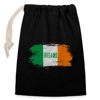 Irland Vintage Flagge / Geschenk Belfast Dublin - Verschließbarer Geschenkbeutel aus Baumwolle (14x20cm) - Schwarz - Vorne