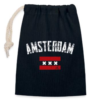 Amsterdam Bold Crest Tee - Sac cadeau en coton avec cordon (14 x 20 cm) - bleu marine - Devant