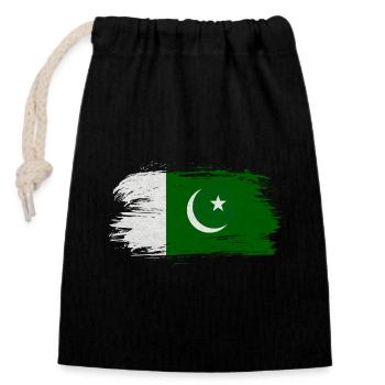 Drapeau du Pakistan - Sac cadeau en coton avec cordon (14 x 20 cm) - noir - Devant