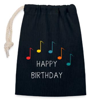 - GEBURTSTAG. HAPPY BIRTHDAY. ALLES GUTE ZUM GEBURTSTAG. - Verschließbarer Geschenkbeutel aus Baumwolle (14x20cm) - Navy - Vorne