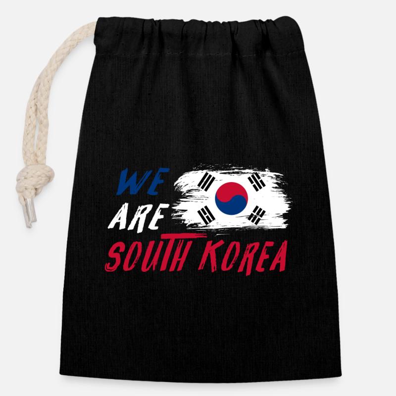 Wir sind Südkorea - Verschließbarer Geschenkbeutel aus Baumwolle (14x20cm) - Schwarz