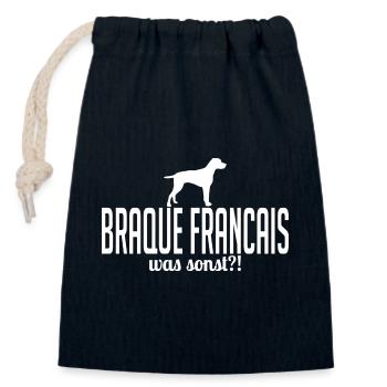BRAQUE FRANCAIS what else dog saying Wilsigns - Closable cotton gift bag (14x20cm) - navy - Front