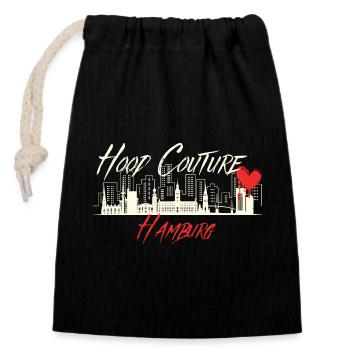 Hood Couture Hamburg - Verschließbarer Geschenkbeutel aus Baumwolle (14x20cm) - Schwarz - Vorne