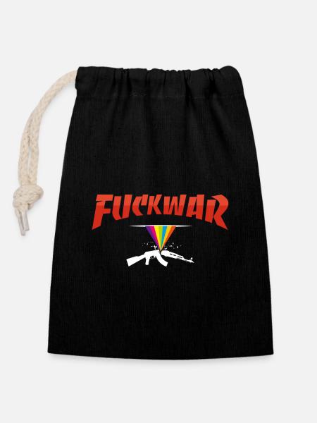 Fuckwar Rainbow Guns - Verschließbarer Geschenkbeutel aus Baumwolle (14x20cm) - Schwarz