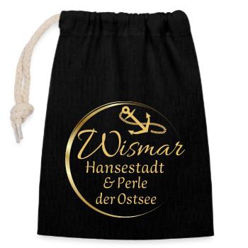 Wismar - Ville hanséatique et perle de la mer Baltique - Sac cadeau en coton avec cordon (14 x 20 cm) - noir - Devant