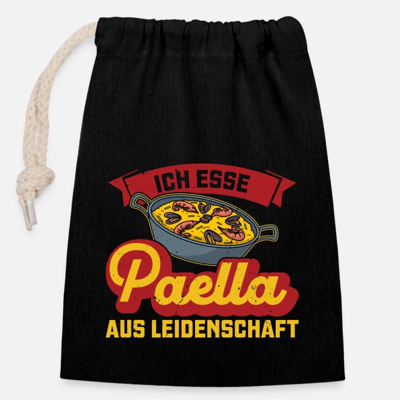 Paellapfanne Paella Spanien Spanisch Geschenk - Verschließbarer Geschenkbeutel aus Baumwolle (14x20cm) - Schwarz