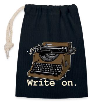Machine à écrire Classique Roman Livre d’écriture - Sac cadeau en coton avec cordon (14 x 20 cm) - bleu marine - Devant