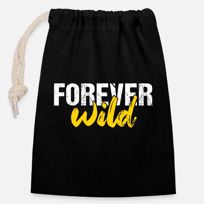 Forever wild - Verschließbarer Geschenkbeutel aus Baumwolle (14x20cm) - Schwarz
