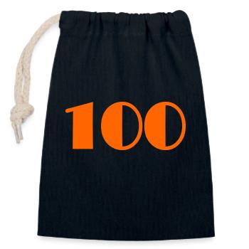 100. 100 YEARS. 100th ANNIVERSARY. ANNIVERSARY - Closable cotton gift bag (14x20cm) - navy - Front