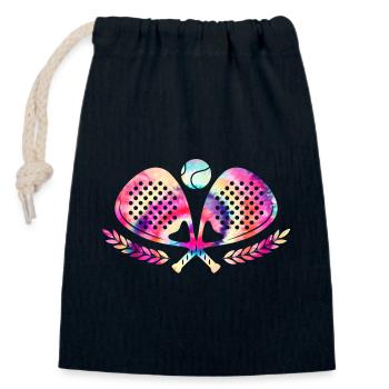 Padel Tennis Tie Dyed - Closable cotton gift bag (14x20cm) - navy - Front