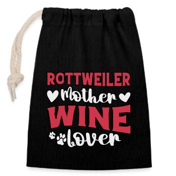Rottweiler mother wine lover - Closable cotton gift bag (14x20cm) - black - Front